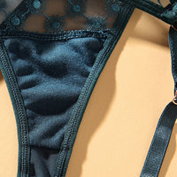 Ladies Mesh Embroidered Lace Thongs