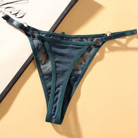 Ladies Mesh Embroidered Lace Thongs
