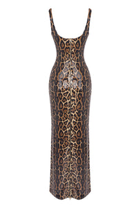 Leopard-print Caped Gown