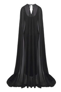 Leopard-print Caped Gown