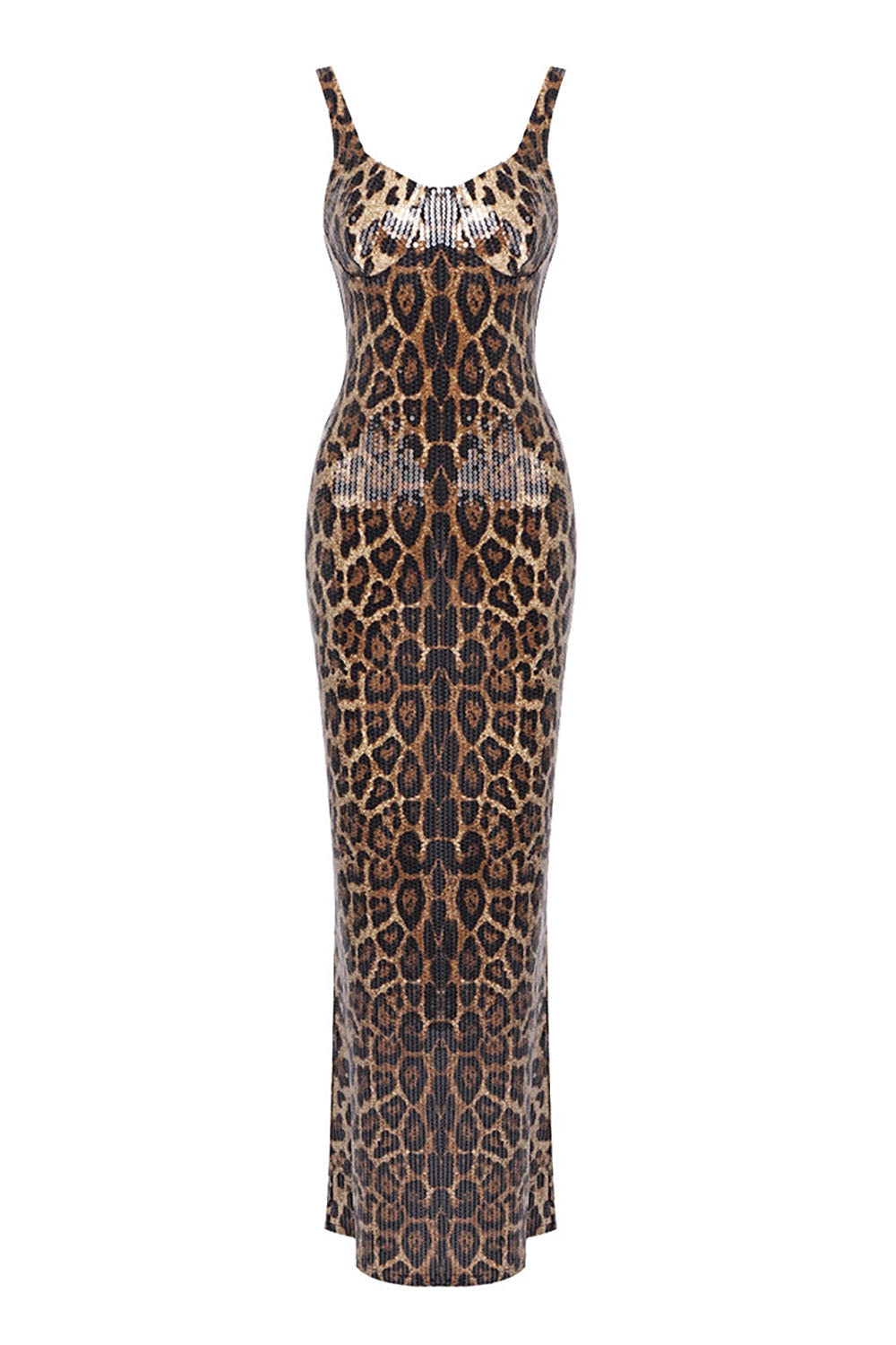 Leopard-print Caped Gown