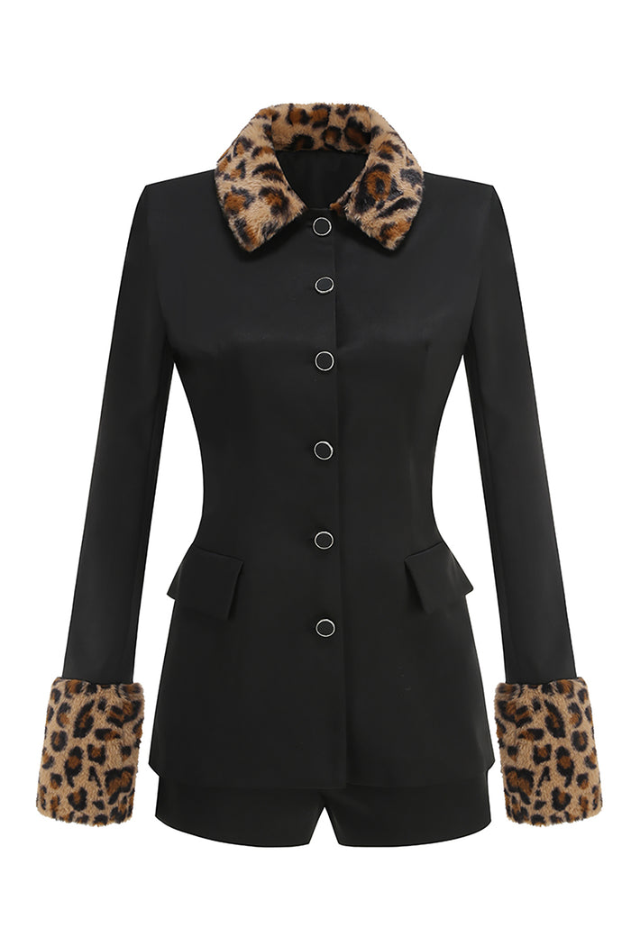 Leopard Faux Fur-Trimmed Mini Dress