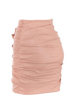 Lily Blush Vegan Leather Wrap Mini Skirt - Chicida