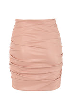 Lily Blush Vegan Leather Wrap Mini Skirt - Chicida