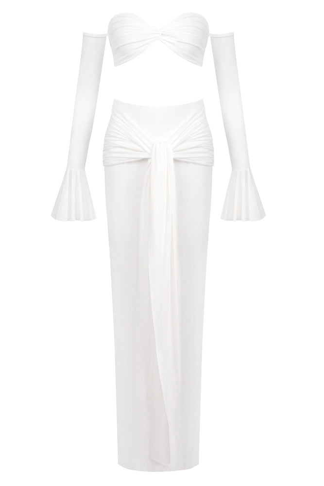 Long Sleeve Bustier Tops Maxi Skirts