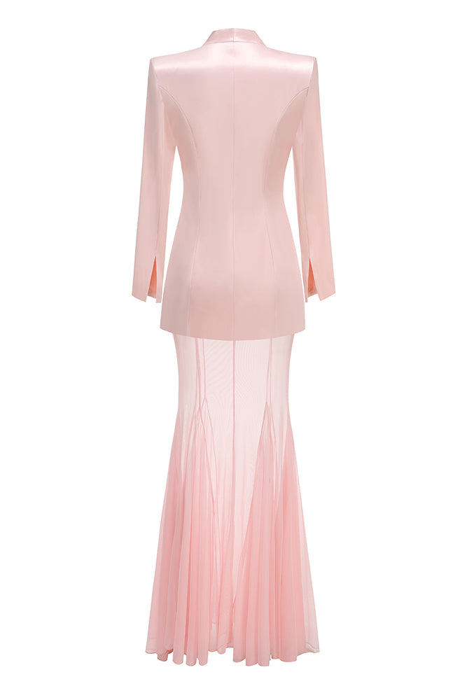 Long Sleeve Jacket & Mesh Maxi Skirt Set