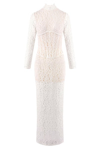 Long Sleeve Lace Corset Gown