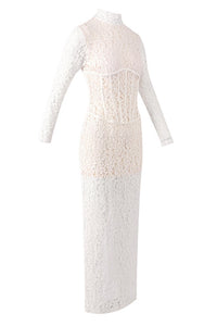 Long Sleeve Lace Corset Gown