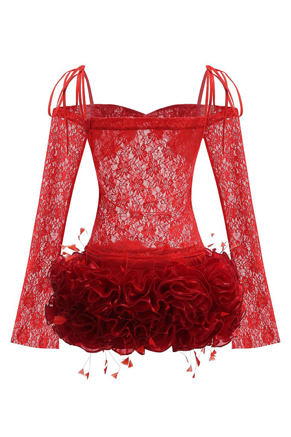 Long Sleeve Lace Floral Mini Dress