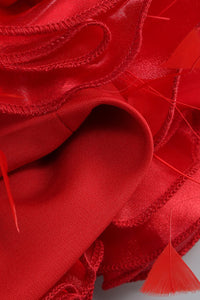 Robe à licou brodée de fleurs 3D en bleu