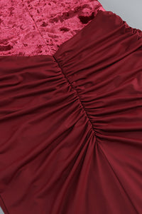 Long Sleeve Velvet Draped Gown