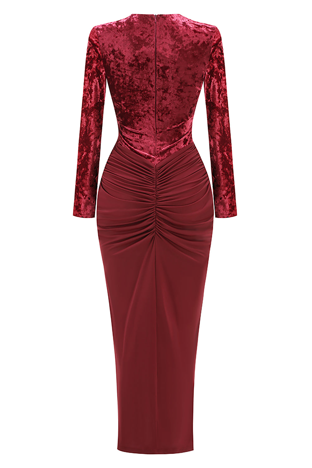 Long Sleeve Velvet Draped Gown