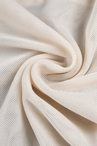 Long Sleeve Draped Mesh Maxi Dress