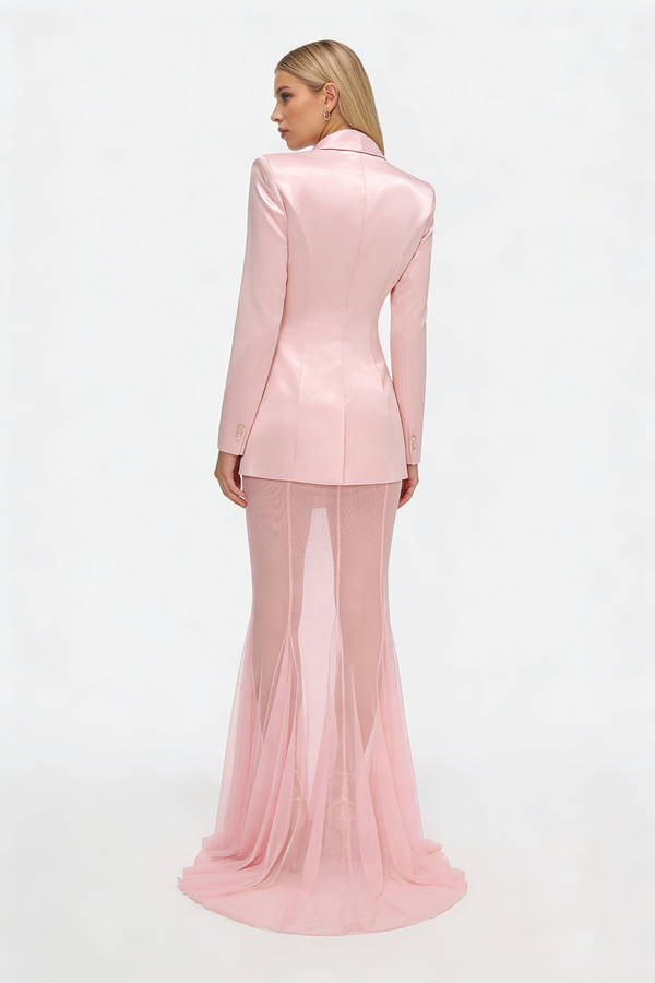 Long Sleeve Jacket & Mesh Maxi Skirt Set