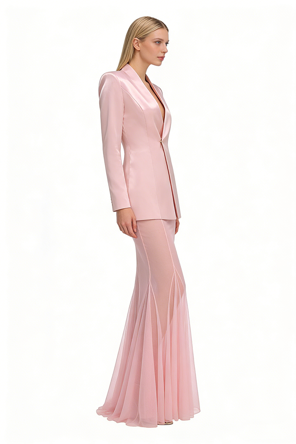 Long Sleeve Jacket & Mesh Maxi Skirt Set