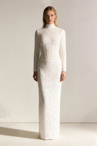 Long Sleeve Lace Corset Gown