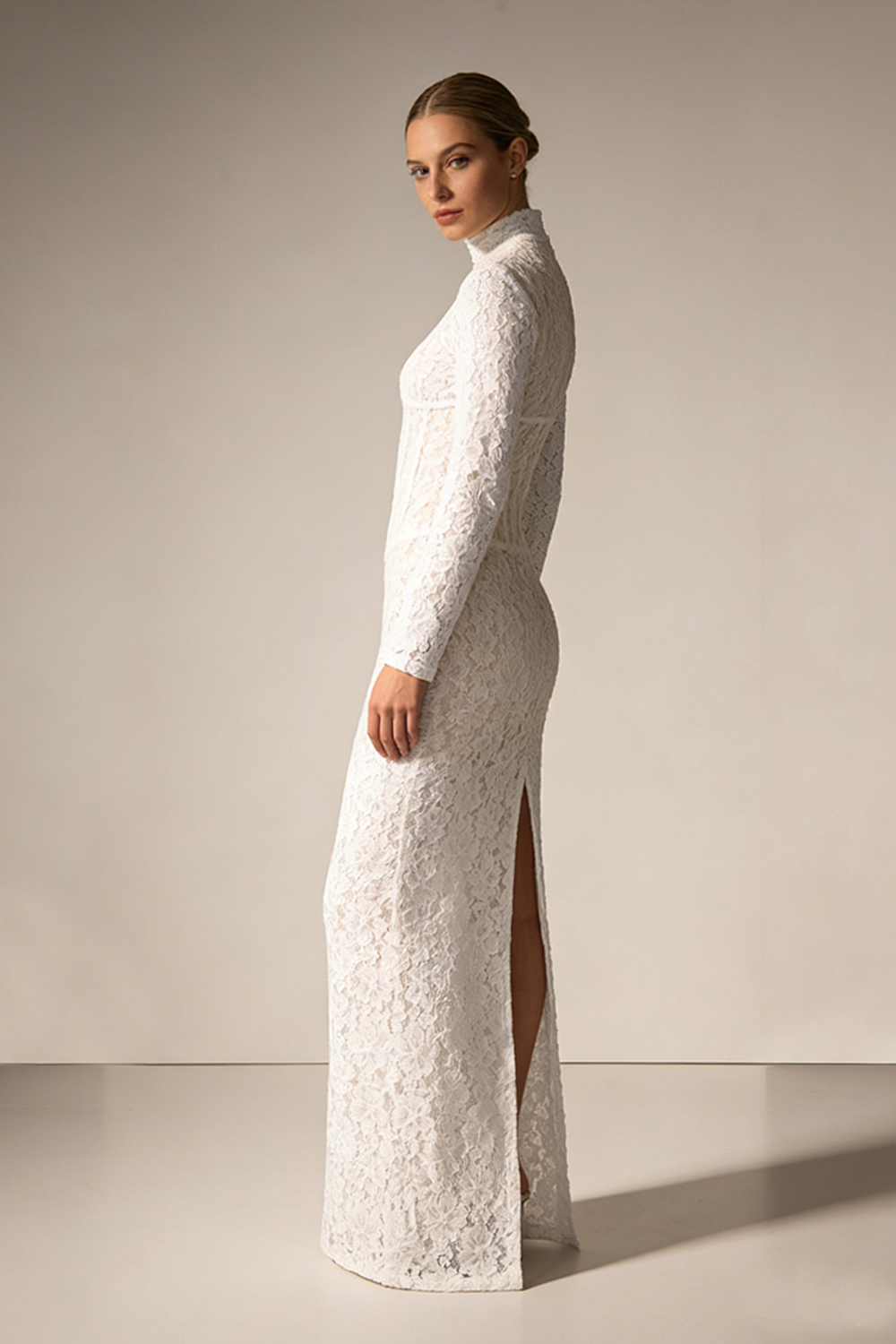 Long Sleeve Lace Corset Gown