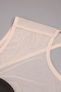 Mesh-paneled Fringe-detail Maxi Dress