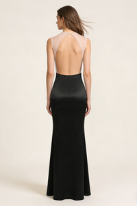 Mesh-paneled Fringe-detail Maxi Dress