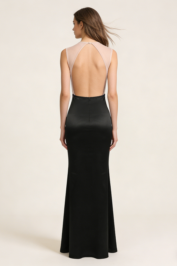 Mesh-paneled Fringe-detail Maxi Dress