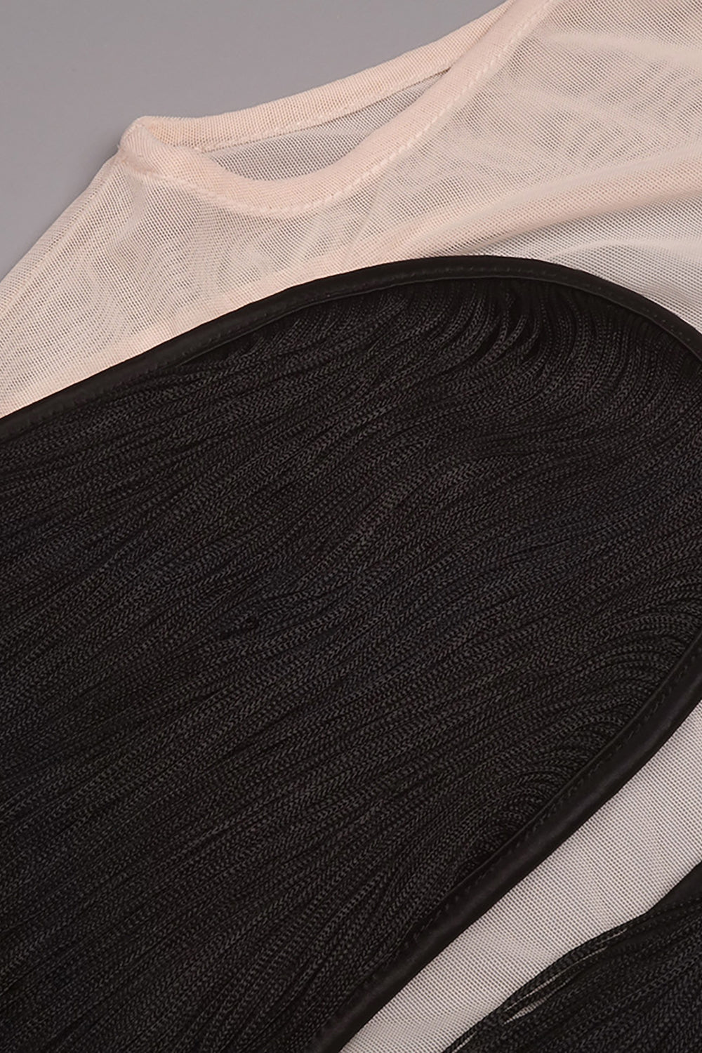 Mesh-paneled Fringe-detail Maxi Dress