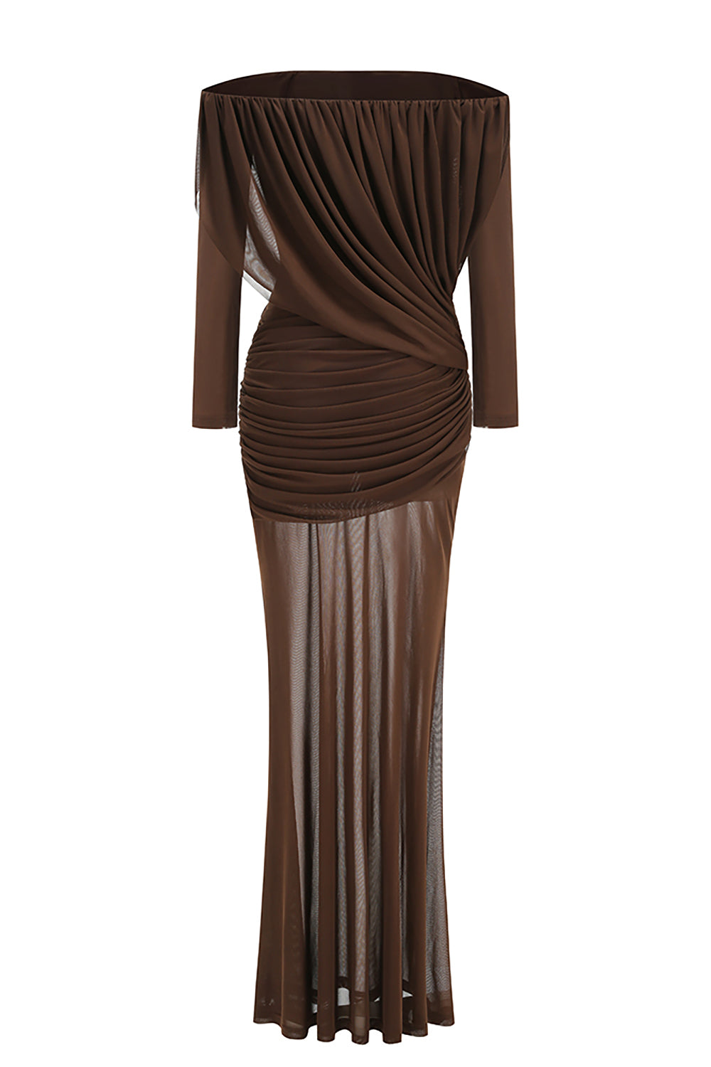 Mesh Bardot Layered Maxi Gown