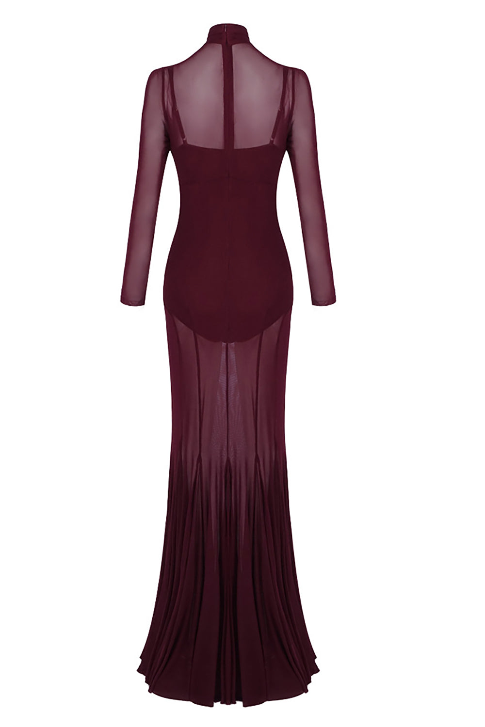 Mesh Tulle Maxi Dress in Burgundy