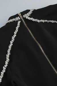 Mock Long Sleeve Crystal Trim Mini Dress