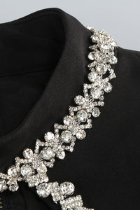 Mock Long Sleeve Crystal Trim Mini Dress