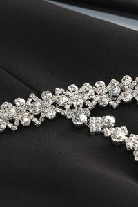 Mock Long Sleeve Crystal Trim Mini Dress