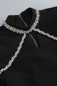 Mock Long Sleeve Crystal Trim Mini Dress