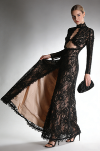 Mock Cut Out Lace Gown
