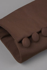 Robe portefeuille à col en V en chocolat