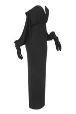 Off-Shoulder Draped Glove Sleeves Gown