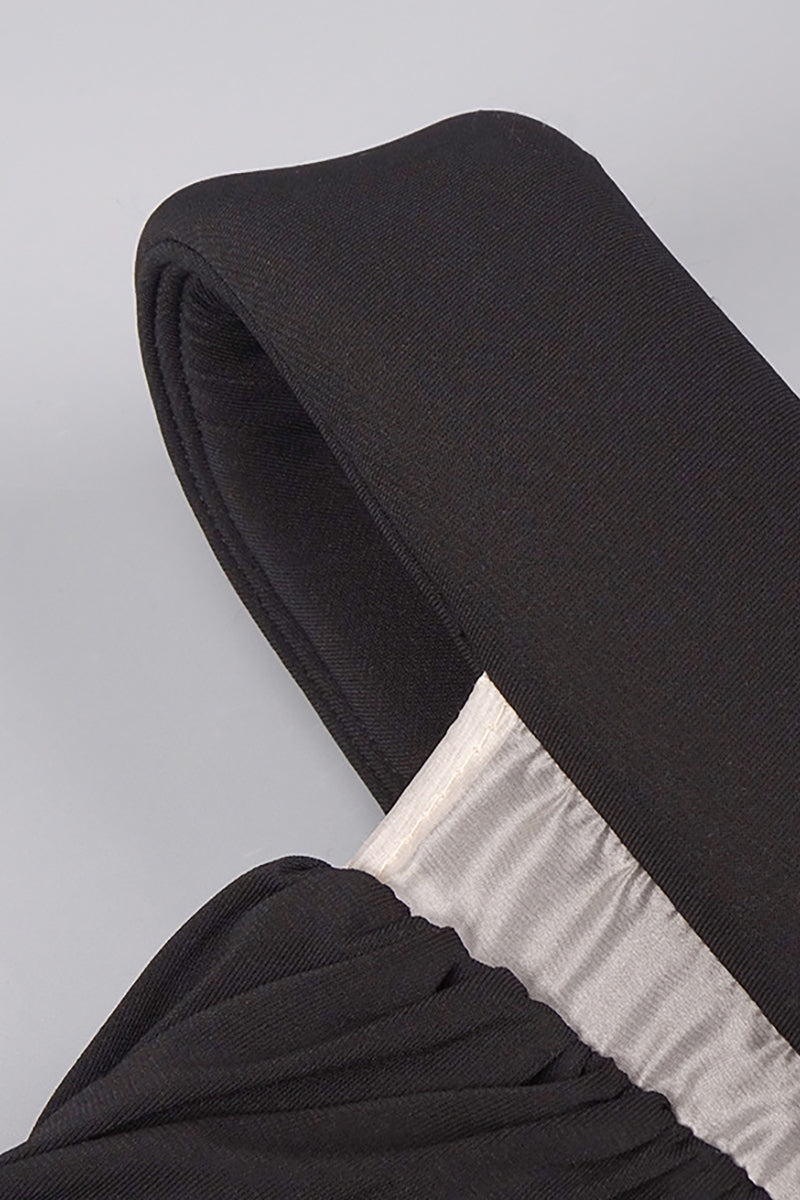 Off-Shoulder Draped Maxi Dress in Black