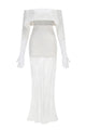 Off-Shoulder Lace Gloves Formal Dress in White