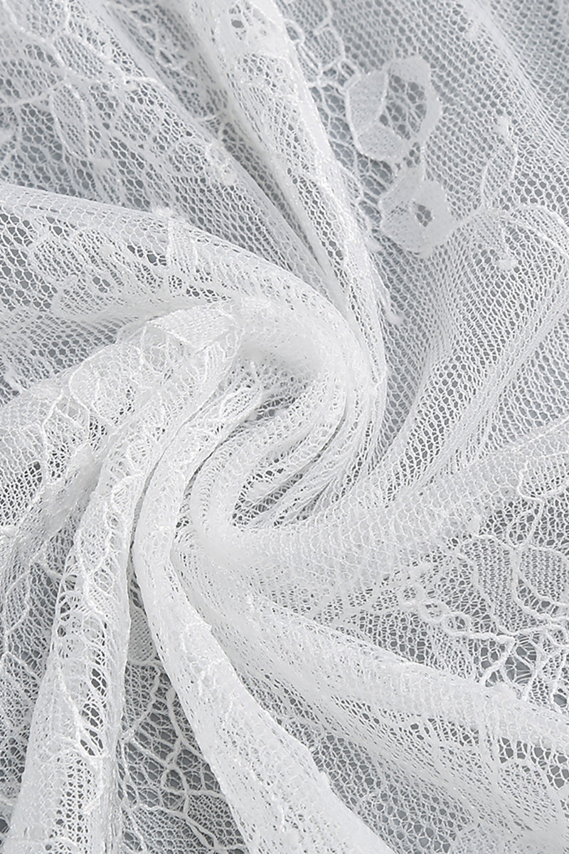 Off-Shoulder Lace Gloves Formal Dress in White