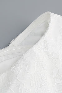 Off-Shoulder Lace Gloves Formal Dress in White