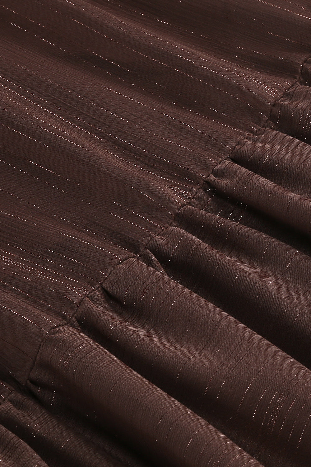 Off-Shoulder Shirred Maxi Dress in Brown