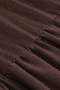 Off-Shoulder Shirred Maxi Dress in Brown