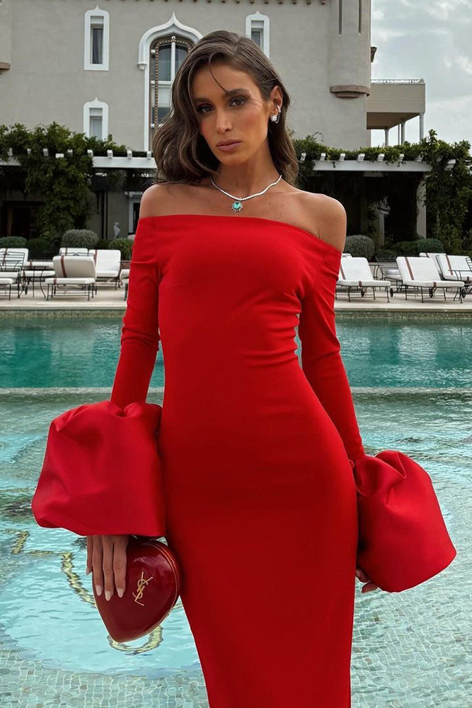 Off-The-Shoulder Puff-cuff Gown