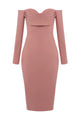 Off-shoulder Draped Midi Dress in Pink