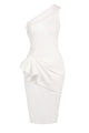 Off-shoulder Ruffled Midi Dress in White
