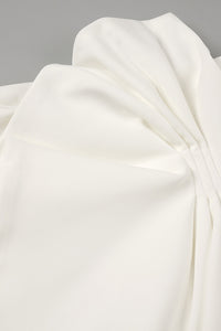 Off-shoulder Ruffled Midi Dress in White