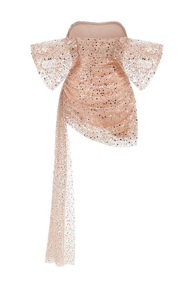 Off-shoulder Sequin Embroidered Mini Dress CHICIDA Off-shoulder Sequin Embroidered Mini Dress CHICIDA