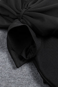 Robe bandage à épaules dénudées et nœud en noir