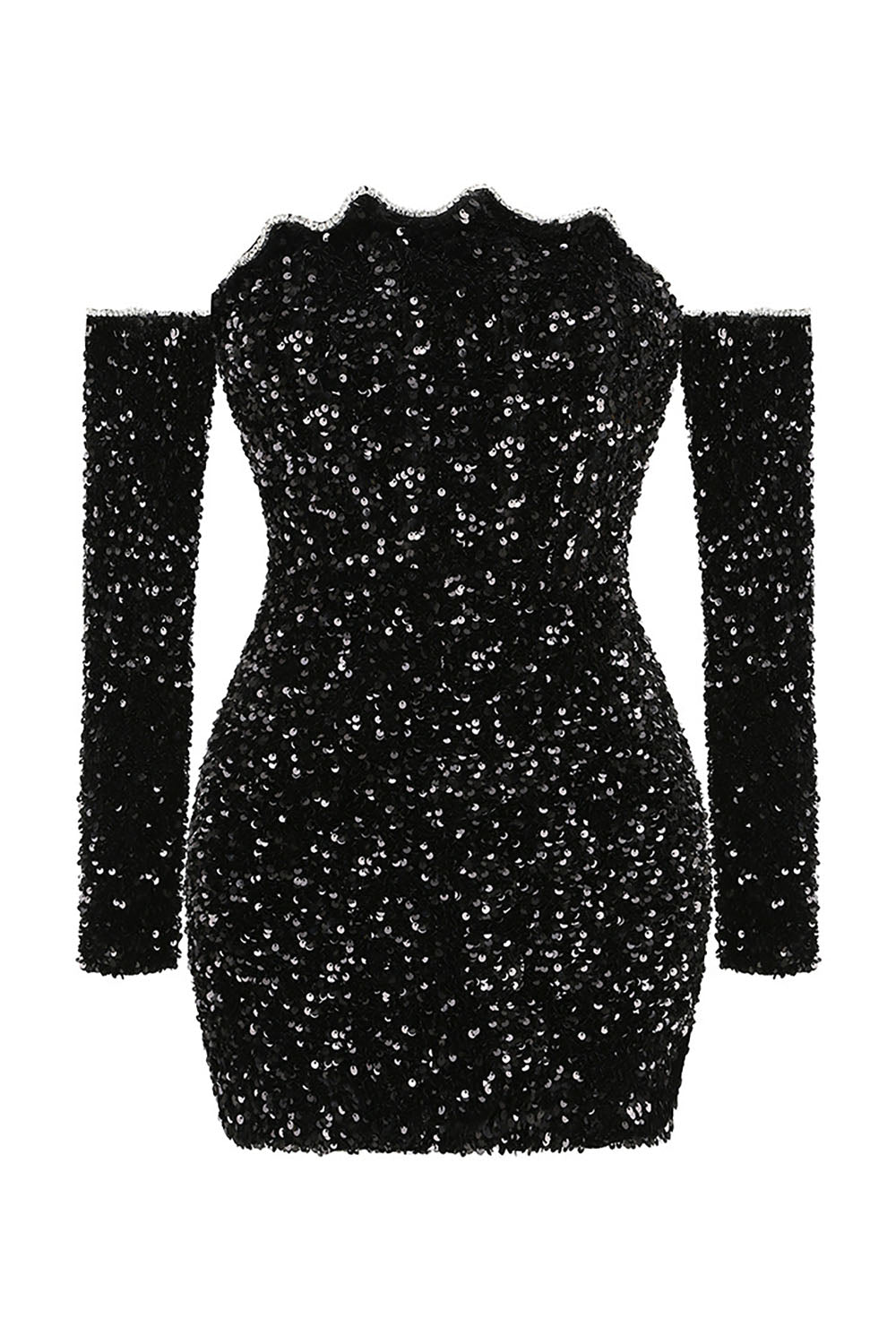 Off Shoulder Long Sleeve Sparkling Sequin Mini Dress CHICIDA Off Shoulder Long Sleeve Sparkling Sequin Mini Dress CHICIDA