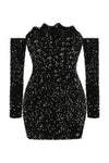 Off Shoulder Long Sleeve Sparkling Sequins Mini Dress
