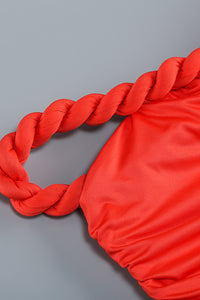 Off Shoulder Twist Knot Ruched Mini Dress