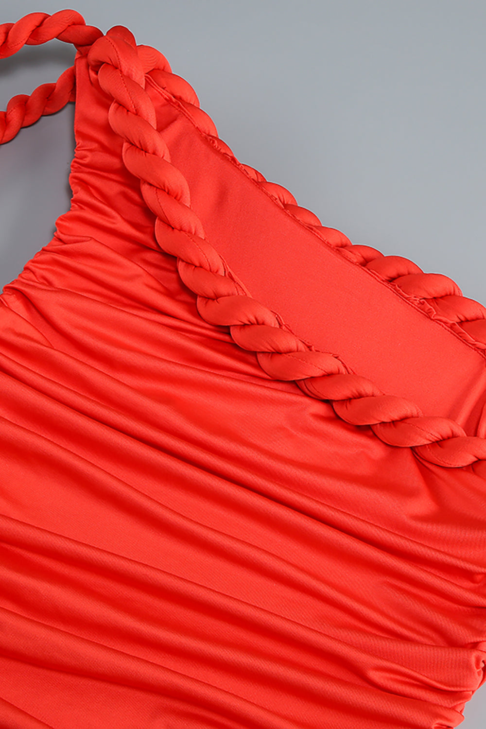 Off Shoulder Twist Knot Ruched Mini Dress